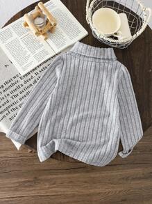 SHEIN Áo thun sọc xám cho bé gái với điểm nhấn kim tuyến, xu hướng thời trang cho mùa thu/đông - Nhiều màu - Xem 2