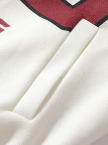 ROMWE MEN Men's Casual Sports Style Number & Letter Print Zip-Up Baseball Jacket Windbreaker