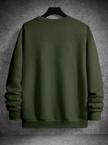 Manfinity Homme Sudadera casual de manga larga de cuello redondo de unicolor para hombres