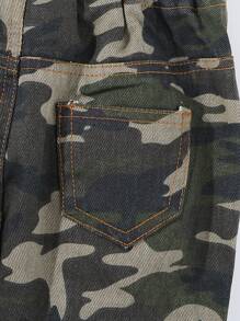 SHEIN Playful Pals Baby Boy Casual Cotton Camo Print Jacket + Tapered Jeans 2pcs Outfit Set, Comfortable Daily Wear - Army Green - View 6