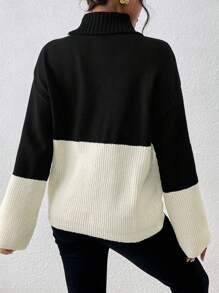 Chiquease 1 Stück Damen Farbblock Stehkragen Lässig Pullover