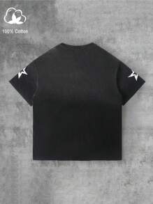 Manfinity Sporsity Plus Size Men's Casual Letter Print Crew Neck Short Sleeve T-Shirt
