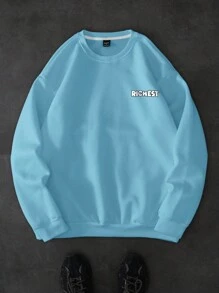 GENIUS ODE Herren Rundhals Langarm Handflächendruck Minimalistischer Sweatshirt, Lässiger Alltags-Tragekomfort, für den Herbst