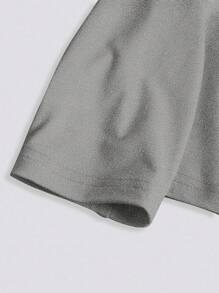 SHEIN LUNE 万圣节卡通字母图案印花长袖 T 恤 - 淺灰色 - 查看 4