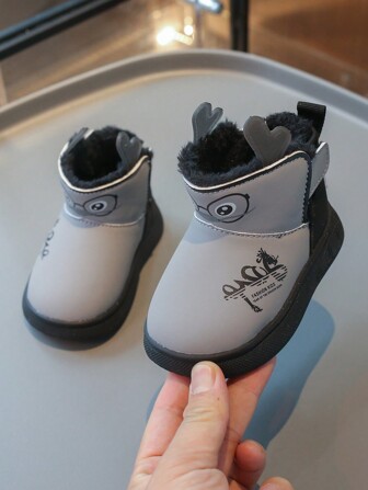 带毛绒衬里的幼儿女孩雪地靴，防水防滑休闲靴，儿童靴，婴儿初学走路的鞋子