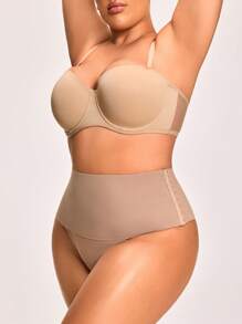 SHAPORA Quần định hình tối giản màu trơn cỡ lớn, mặc thường ngày - Màu be - Xem 8