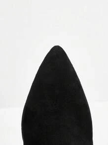 Styleloop Botas over-the-knee de tacón grueso y punta afilada en color negro para mujer, versátiles y clásicas para ir a trabajar, citas, fiestas y vacaciones - Negro - Ver 4