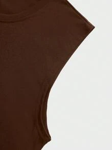 Manfinity Homme 男士圆领宽松印花休闲上衣，日常穿着 - 咖啡棕 - 查看 5