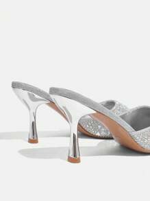 CUCCOO TILAWA Women's Fashion Party Rhinestone Stiletto Heel Pumps For Christmas And New Year Holiday Vibe Fall And Winter - Silver - View 5
