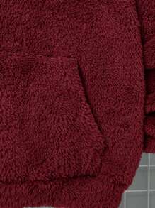 SHEIN Tween Boy Embroidered Two-Sided Fleece Hoodie Pullover, Casual