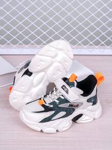 Low Top Teens Boys' Fashion Chunky Sneakers, Contrast Color Design, Adjustable Hook & Loop Closure, Easy To Wear, Suitable For Everyday, Campus, Student, Autumn/Winter - Multicolor - View 6