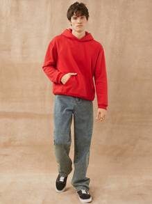 Men Fleece Knit Kanga Pocket Hoodie