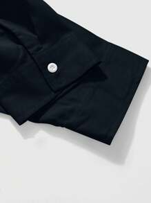 Manfinity Mode Camisa informal de manga larga con botones de unicolor para hombres de talla grande, para el otoño