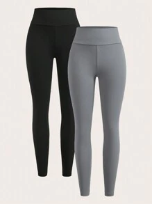 SHEIN EZwear Bộ trang phục thể thao 4 món cho nữ áo khoác khóa kéo tối giản màu trơn và quần legging bó - Nhiều màu - Xem 4