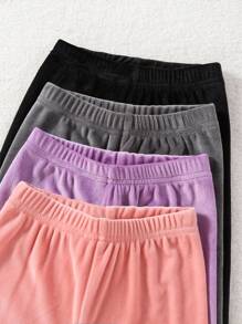 SHEIN 2 件套年轻女孩休闲银狐羊毛高领长袖连帽衫和裤子套装 - 彩色 - 查看 8