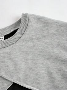 SHEIN Lunivi Set de 2 piezas de niña preadolescente con sudadera de punto y pantalones acampanados, con patrón bordado de estrellas, estilo informal y de Y2K, para otoño/invierno/primavera