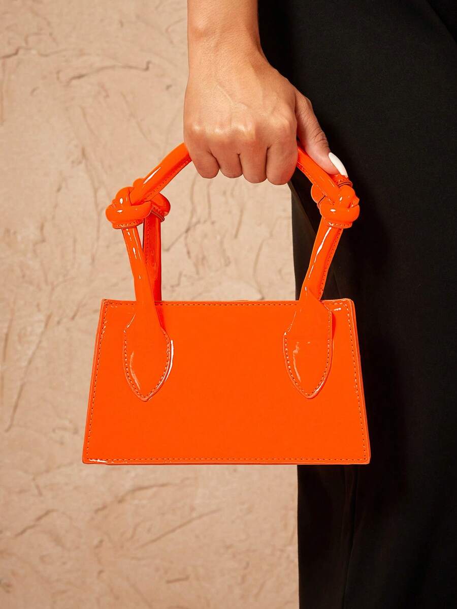 SHEIN SXY 女士，女士顶部提手包，时尚，简约，优雅，多功能，橙色，适合经典、约会、日常、购物、下午茶、鸡尾酒会、派对、舞会、俱乐部、约会、生日、晚会、约会之夜、万圣节； - 橘色 - 查看 1