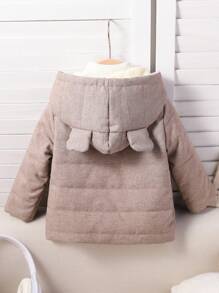 Toddler Infant Baby Boys 3D Ear Thick Warm Zipper & Hoodie Jackets Snow Wear Teddy Lining Winter Coats For Boys 6M-3T