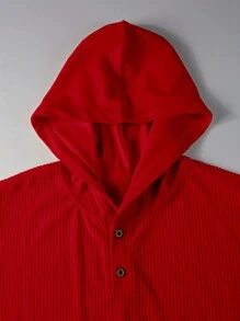 Claim Dot Bộ quần áo nỉ trùm đầu trễ vai rộng rãi và quần dài phối hợp cho nam - Đỏ - Xem 4