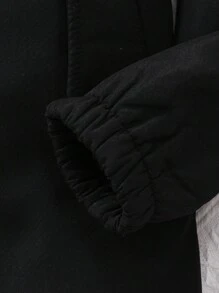 SHEIN 青少年女孩休闲日常保暖保暖衬里拉链连帽衫，秋冬 - 黑色 - 查看 5