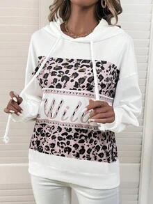 SHEIN LUNE 女士连帽休闲印花长袖运动衫 - 彩色 - 查看 3