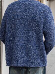 Manfinity Homme 男士休闲圆领宽松针织毛衣，适合秋冬季户外日常穿着 - 彩色 - 查看 2