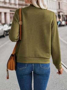 SHEIN LUNE Women Casual Textured Zipper Lightweight Jacket For Autumn