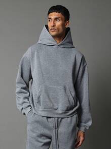 SUMWON 常规款基本款连帽衫和宽松款宽松运动裤 2 件套 - 灰色 - 查看 3