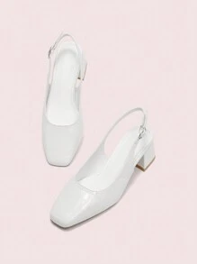 CUCCOO DOLLMOD Classic Low Heel White Stone Texture Slip-On Flats New Year Holiday - Beige - View 6