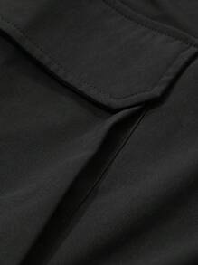 FRIFUL Women's Casual Everyday Flap Pocket Zip Detail Loose Trousers