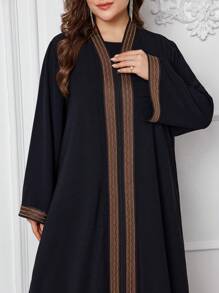Al Najma Women Arabian Zipper Front Loose Casual Plus Size Dress, Elegant Modest Long Sleeve Open Abaya, For Casual Daily, Robe