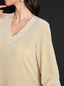 Al Najma 1 Stück Damen langes Ärmel Kleid im arabischen Stil aus Samt, elegantes A-Linien Kleid für den Alltag