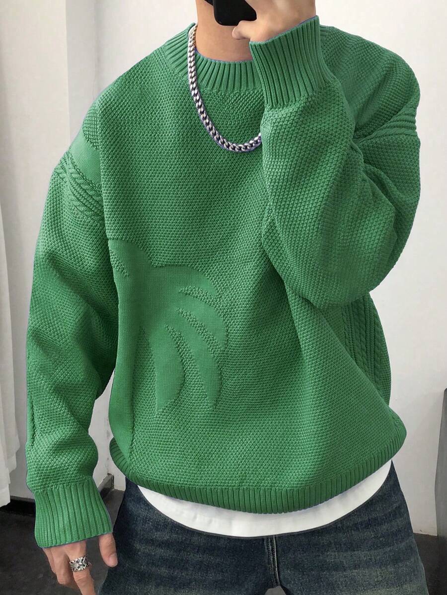 Manfinity Hypemode 男士纯色圆领落肩长袖毛衣，秋季