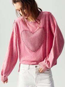 Bohemela Casual Solid Color Knit Long Sleeve Loose Fit Women Hoodie - Hot Pink - View 5