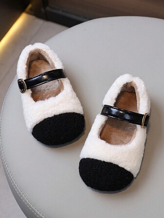 1 Pair Children Girls Cute Fashion Flat Bottom Shoes, Suitable For Autumn/Winter