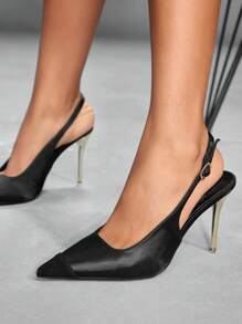 CUCCOO SZL Pointed Toe Stiletto High Heel Fashionable Splicing Sexy Women High Heels - Black - View 4