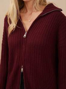 WESTFADE 圣诞毛衣 双拉链 长款 落肩 前拉链 长袖 开衫