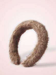 SHEIN MOD 1pc Women's Cute, Basic, Polka Dot, Padded Brown Wide Plush Headband, Suitable For Casual Wear Hair Band Diadema Hair Hoop