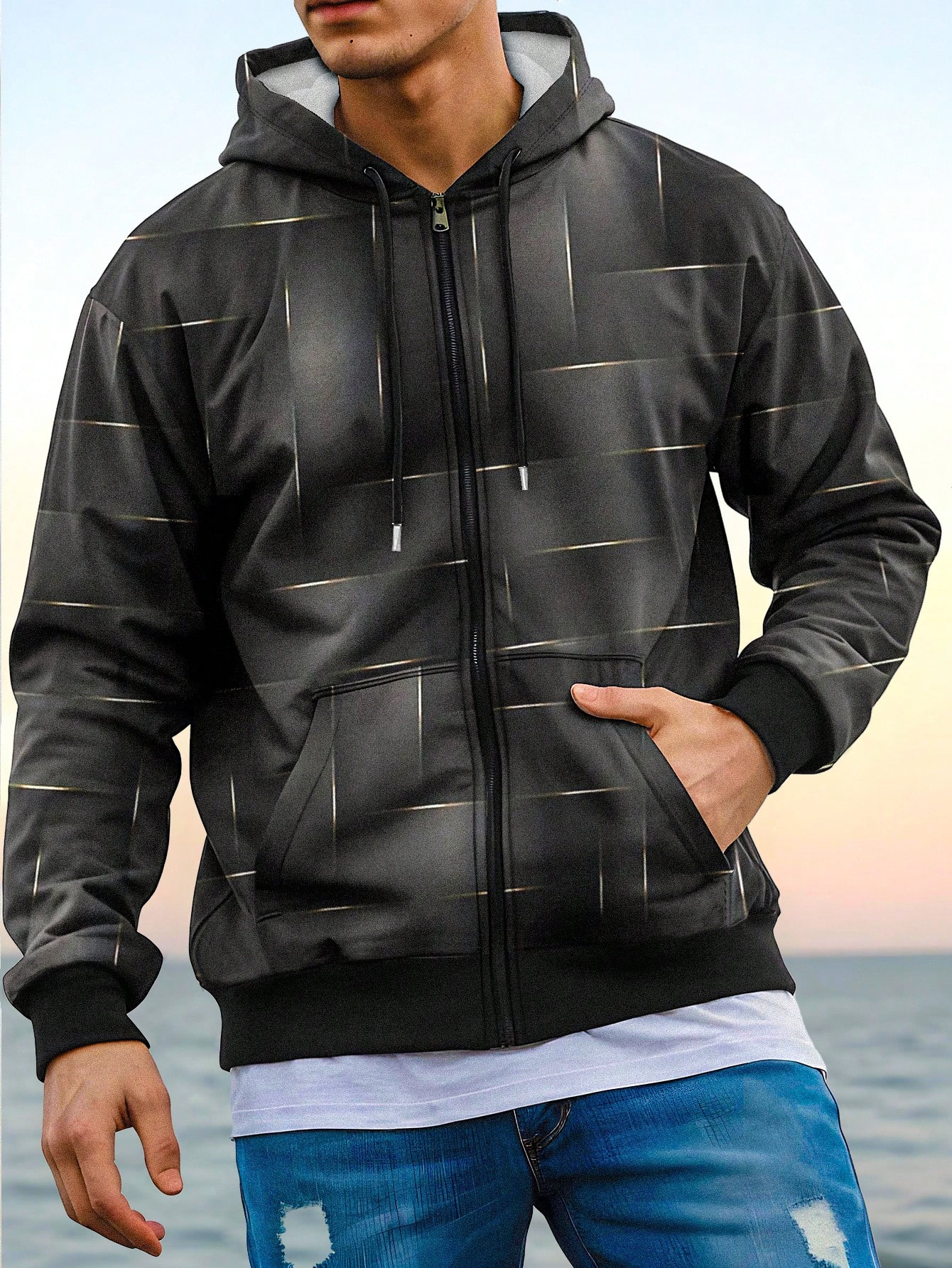 Manfinity Dauomo Men's 3D Print Thicken Hooded Sweatshirt, Fall/Winter