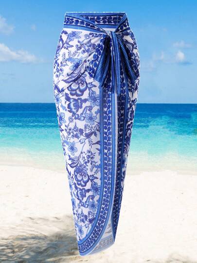 Swim Oasis 大码女式印花沙滩罩衫，夏季