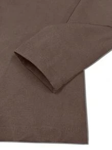 SHEIN Clasi Autumn Minimalist Notched Neck Long Sleeve Tie Front Jacket - Brown - View 5