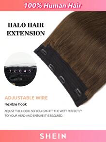 Halo Invisible Wire Human Hair Extensions With Transparent Headband Adjustable Size Removable Secure Clips Hair Extensions