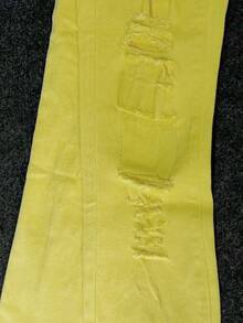 Quần bó rách gợi cảm phong cách đường phố dành cho nữ - Màu vàng - Xem 5