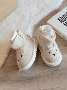 1 Pair Infant Girls Fashion Comfortable Beige Zipper Side Plush Lining Winter Outdoor Baby Boots - Beige - View 6
