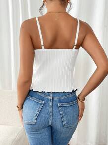 SHEIN Frenchy Camiseta de tirantes de mujer en de verano con contraste de color y ribete de lechuga con lazo