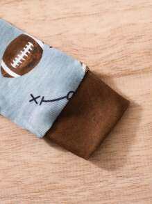 2 件装男婴足球全身印花长袖上衣和紧身裤贴身睡衣套装 - 彩色 - 查看 3