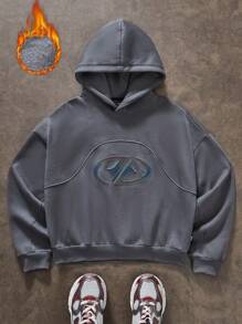 Manfinity VCAY sweat-shirt à capuche ample et décontracté doublé de thermique pour hommes, automne/hiver