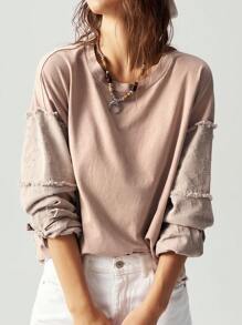 Bohemela Women's Casual Solid Color Crew Neck Dropped Shoulder Long Sleeve Loose Fit Sweatshirt - Multicolor - View 8