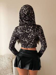 SHEIN ICON 女士性感镂空连帽短款 T 恤，秋季 - 彩色 - 查看 2