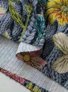 Suéter de punto casual de cuello redondo de manga larga con estampado floral para mujer de talla grande, para otoño/invierno